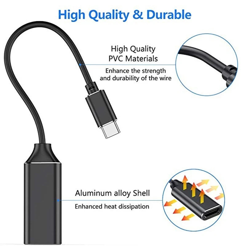 4K 30Hz Type C to HDMI Cable USB C to HDMI Converter TV Display USB 3.1 HDMI Cable Adapter for MacBook Chromebook Samsung Xiaomi