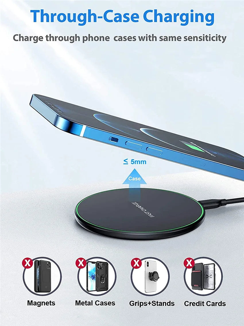 60W Fast Wireless Charger Pad for iPhone 14 13 16 15 Pro Max Samsung Galaxy S22 S21 S23 S10 S9 Xiaomi Wireless Charging Station