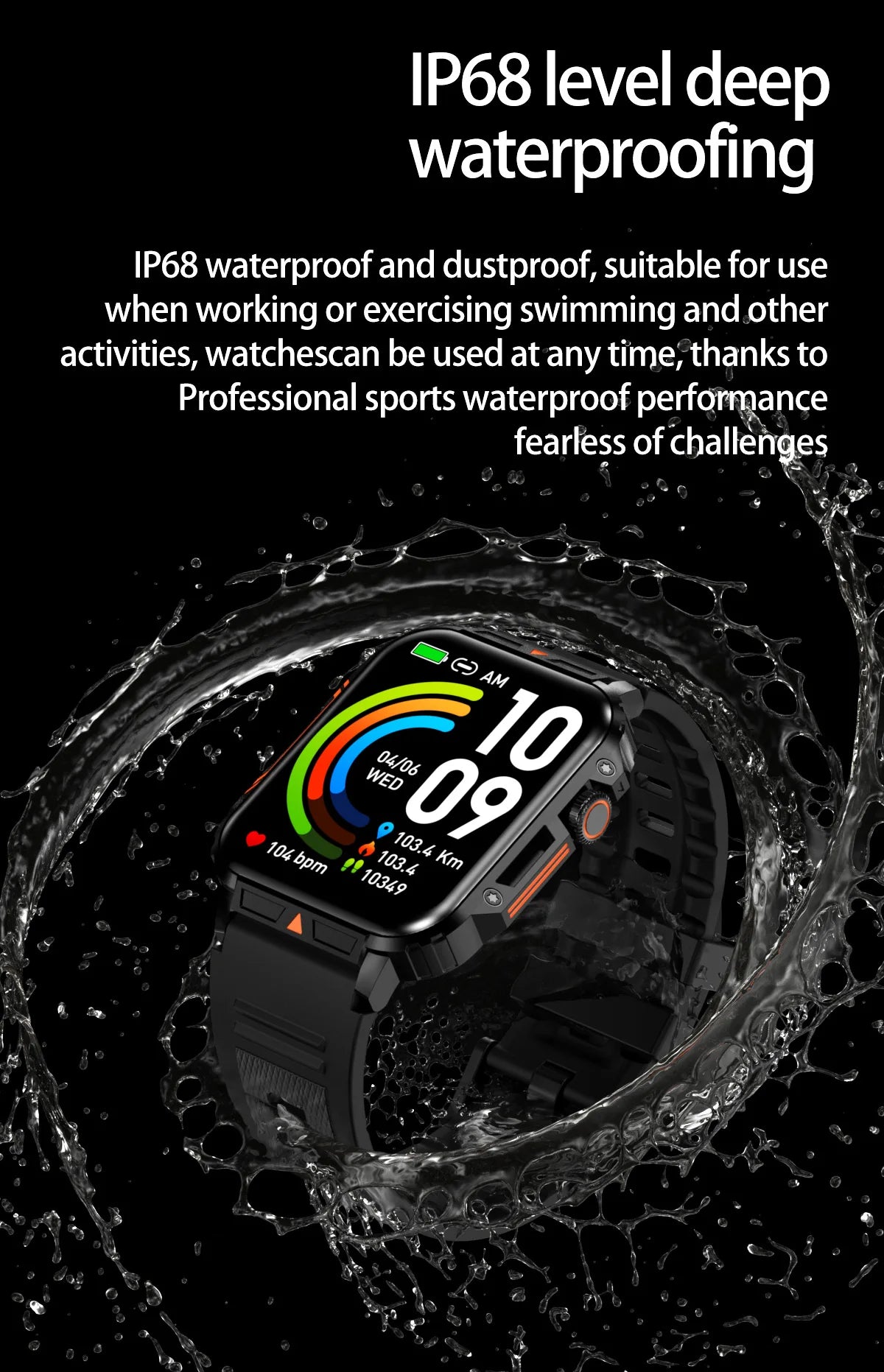 Military Men Smart Watch Health Monitor Bluetooth Call Smartwatch Fitness IP68 Waterproof Sports Watches for Women Android 2024