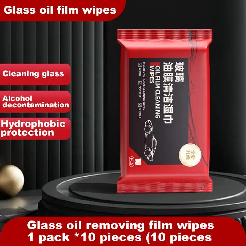 10PCS/Pack Car Oil Stain Cleaner Glass Oil Film Removing Wet Towel Front Windshield Cleaning Vehile Window Decontamination