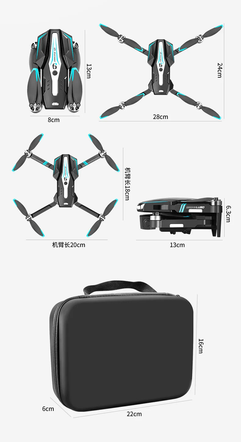 Lenovo 10000M LU90 Drone 8K HD Dual Camera Brushless Motor Obstacle Avoidance Optical Flow Adjustment Remote Control Toys 2024