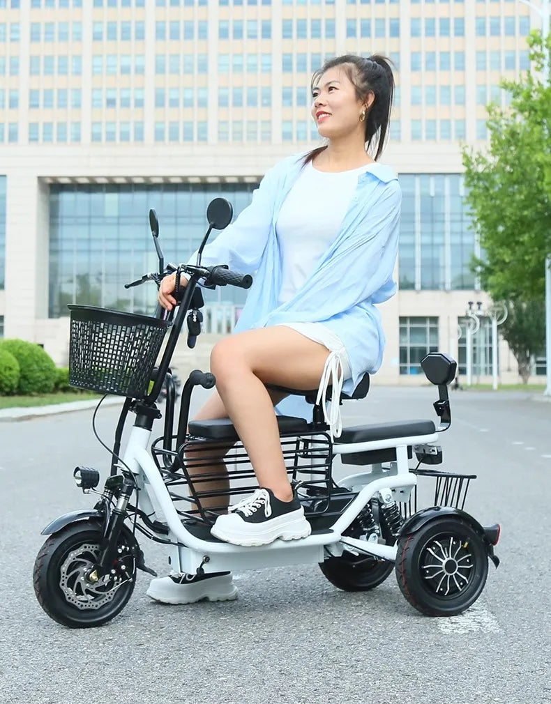 Electric bicycle 350W motor 48V25AH lithium battery three-seater Electric Bike elderly scooter mountain electric bicycle