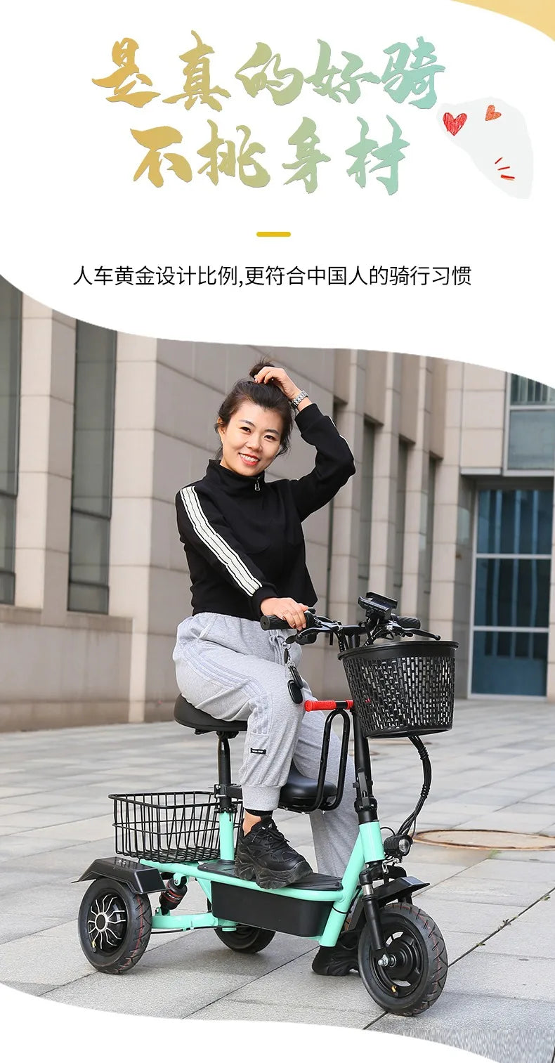 New Electric Bike 350W motor 48V25AH Lithium battery parent-child Electric vehicle two-seat Elderly scooter mountain E-bicycle