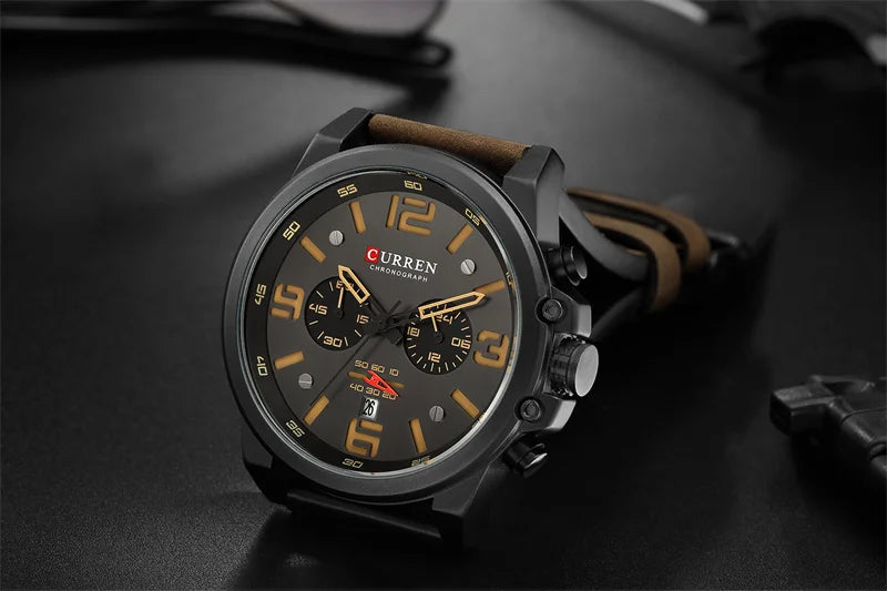 Curren 8314 Quartz Watch for Men Chronograph Sport Mens Watches Clock Leather Male Wristwatch Relogio Masculino Fashion Gift