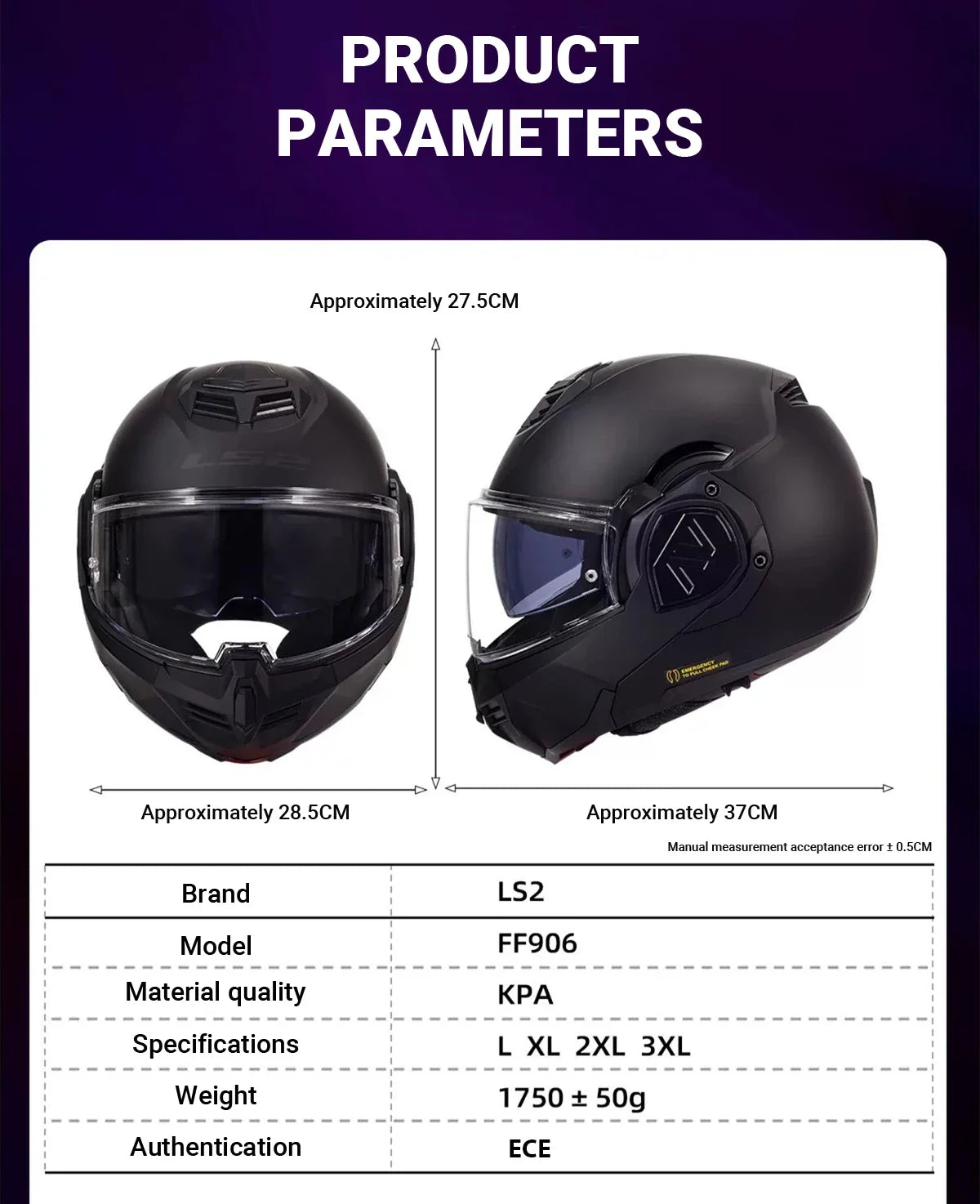 LS2 FF906 Advant Full Face Flip Up Helmets Motorcycle Modular Double Visor Helmet built-in Lens ECE Capacete Casque Casco Moto