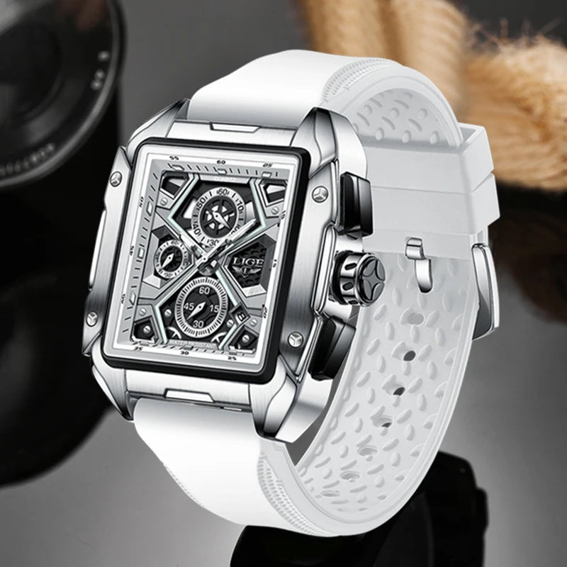 2023 New Top LIGE Brand Luxury Men Watch Business Square Watch Men Casual Sport Quartz Chronograph Clock Male Waterproof Watches