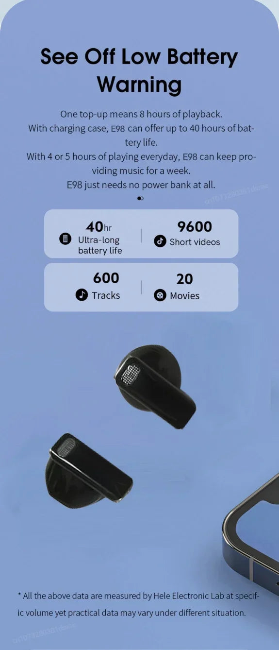 Xiaomi E98 Wireless Bluetooth Headphones Mini In-Ear Headset True Wireless Earphone HD Call Headphone In-Ear Handsfree With Mic