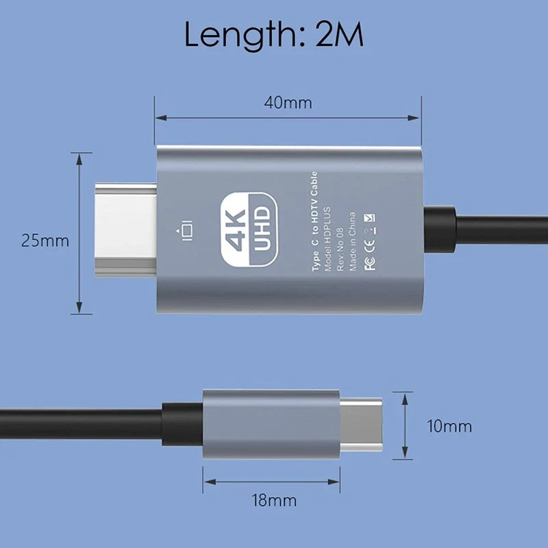 USB C to HDMI Adapter 4K 60Hz Type C Cable HDTV Converter Cable for iPhone 15 TV Converter MacBook Air iPad Samsung Laptop